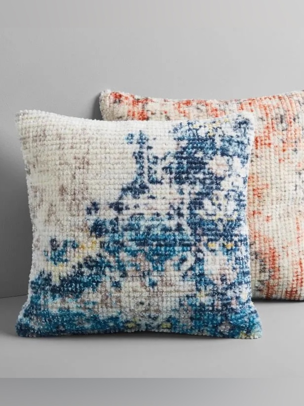 New West Elm Wool Faded Rug Pillow Cover, Blue Multi, 20”